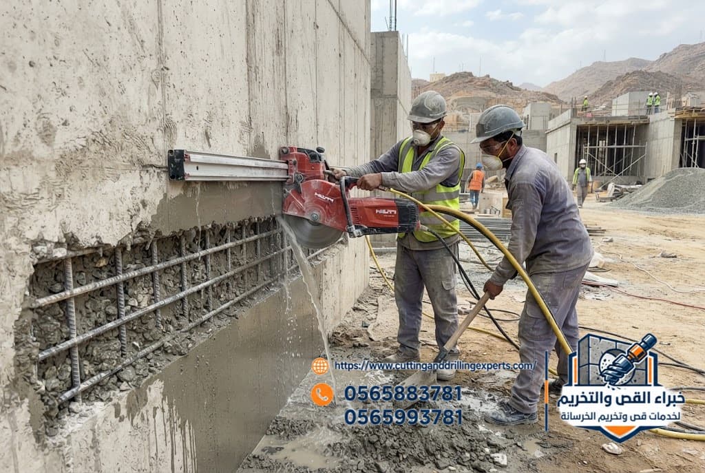 قص الجدران الخرسانية بالمنشار الماسي بالطائف | خبراء القص والتخريم