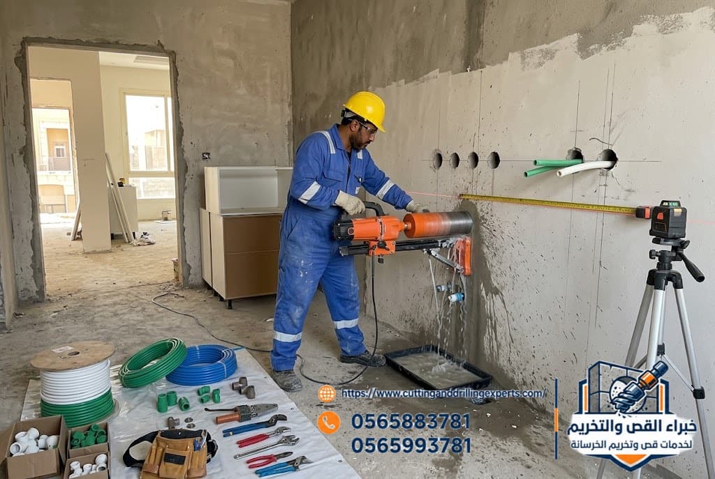 فتح كور بجدة لمواسير التغذية والصرف داخل المطابخ | خبراء القص والتخريم
