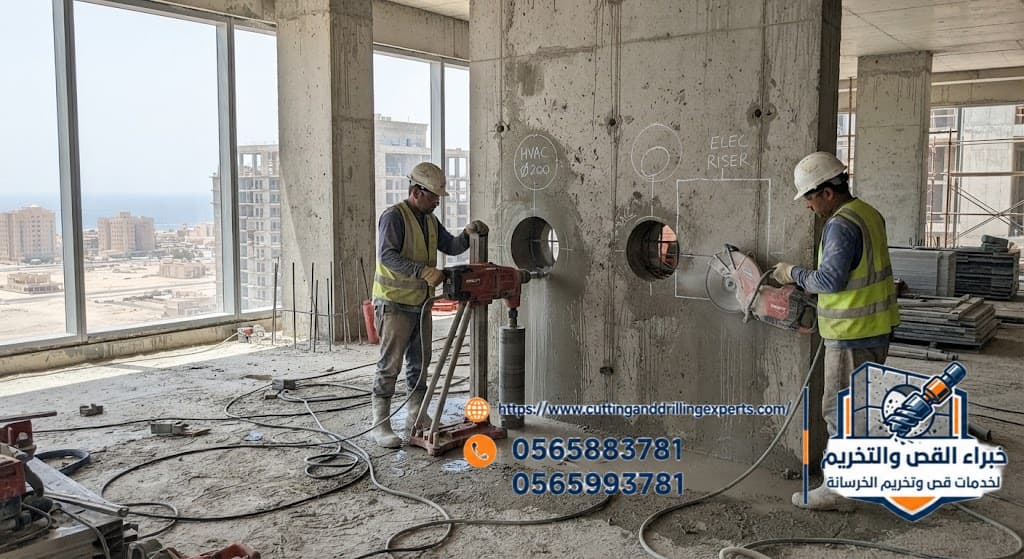 متى يتم تنفيذ فتحات الخرسانة قبل التشطيب بجدة؟ | خبراء القص والتخريم