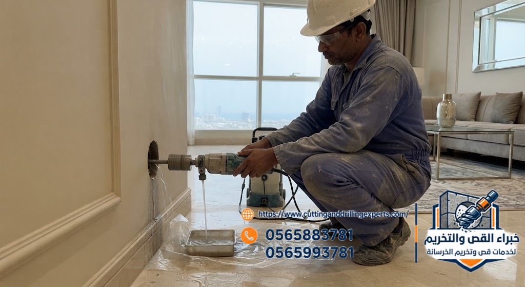 فتح فتحات مواسير التكييف في الخرسانة بجدة
