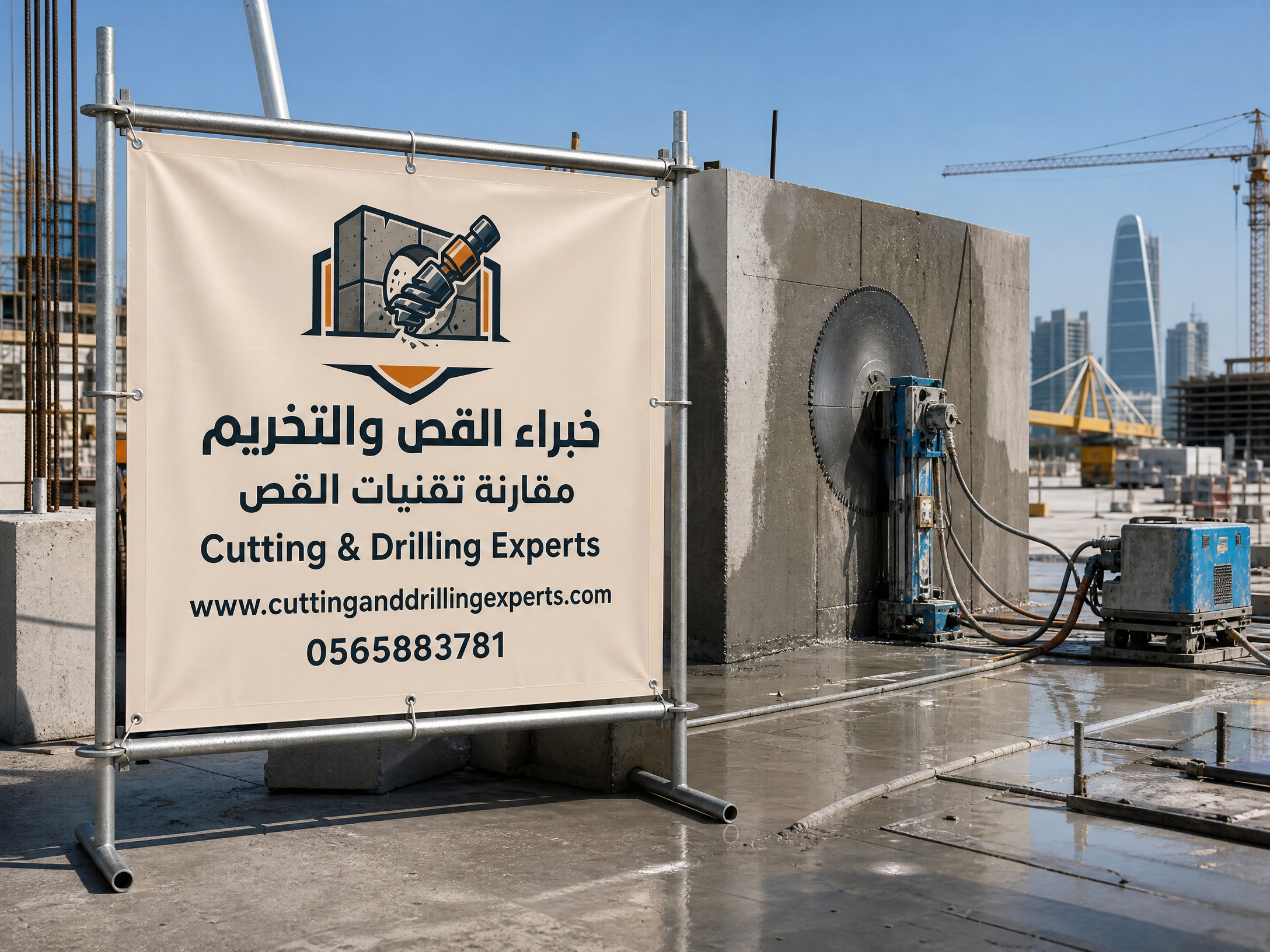 القص الماسي للخرسانة في جدة باستخدام Diamond Blade لتنفيذ القص الدقيق للجدران والأسقف والأرضيات