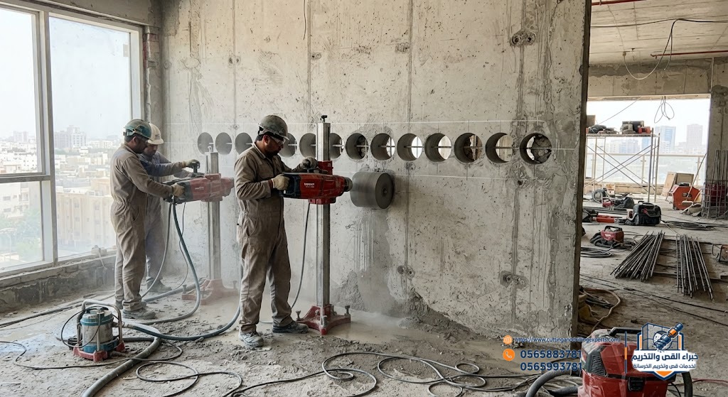 تجهيز فتحة خرسانية لتمرير ماسورة الغاز في جدة