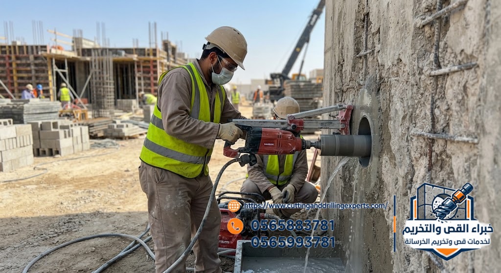 فتح فتحات خرسانية لتمرير الخدمات بالقنفذة