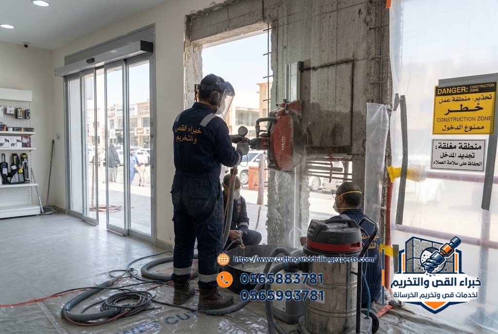 قص وتخريم الخرسانة بجدة لتعديل مداخل المحلات التجارية | عرض مميز | خبراء القص والتخريم