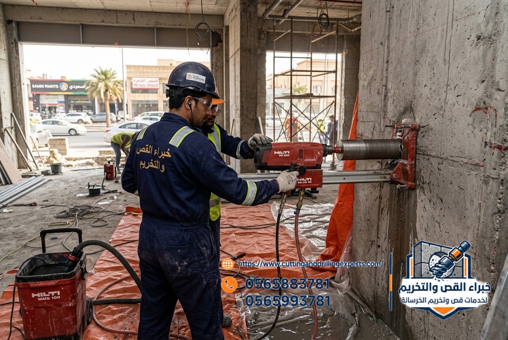 توسيع فتحات الأبواب الخرسانية للمحلات التجارية بجدة
