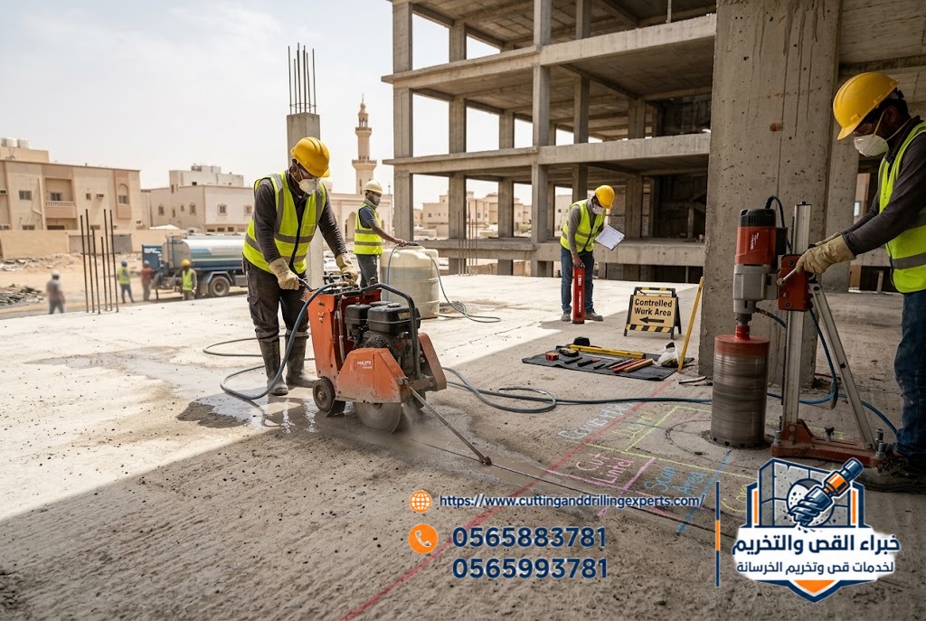 تجهيز فتحات الخرسانة وتمرير المواسير في الجموم