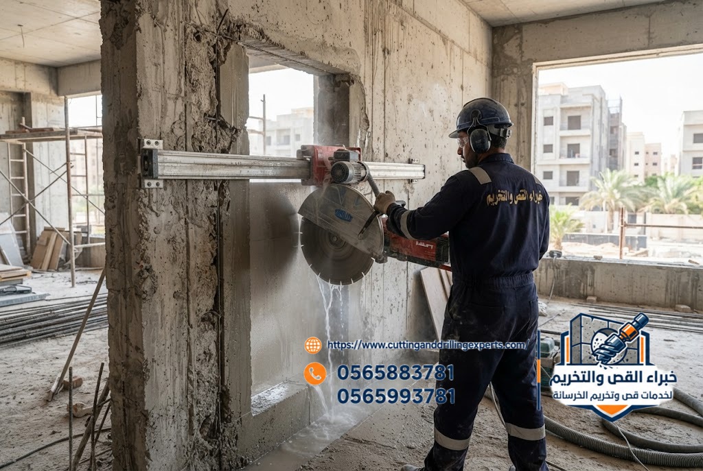 فتح كور الخرسانة بحي الياقوت جدة لتمديدات التكييف والسباكة