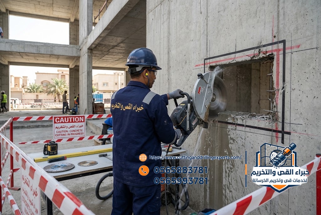 قص الجدران والأرضيات الخرسانية بحي الياقوت جدة