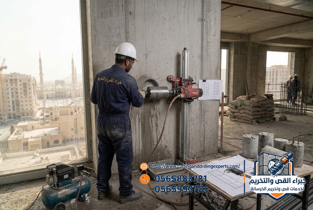 قص الخرسانة المسلحة وتخريم الكور الماسي في المدينة المنورة