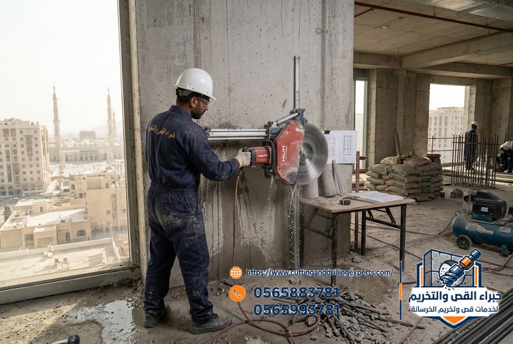 معدات قص وتخريم الخرسانة وفتح الفتحات الهندسية في المدينة المنورة