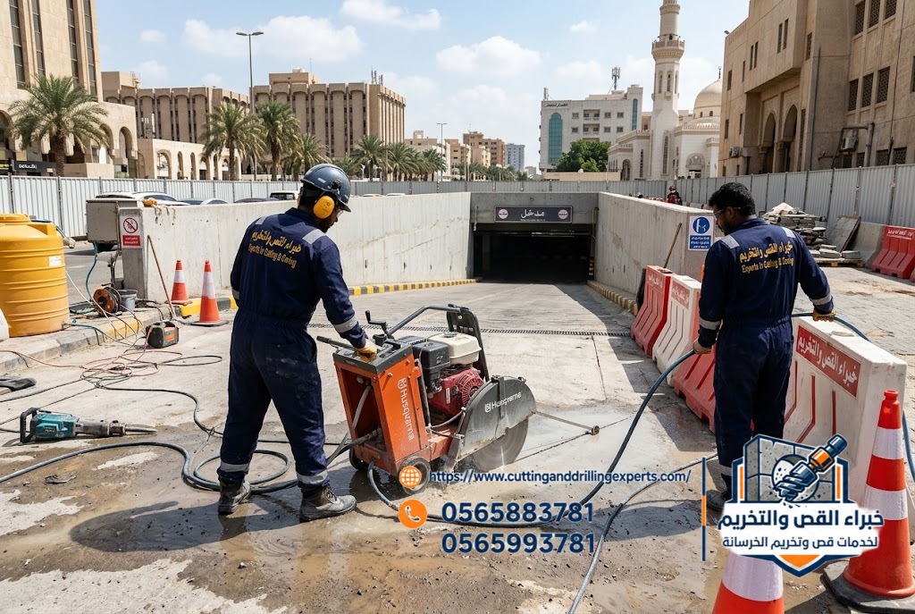 قص وتخريم الخرسانة بجدة لتجهيز مواقف السيارات والمنحدرات | اتصل الآن | خبراء القص والتخريم