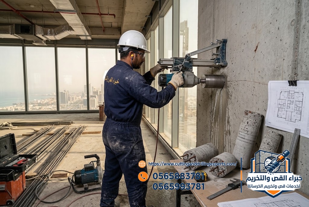تجهيز فتحات المصاعد في البلاطات الخرسانية بمدينة الملك عبدالله الاقتصادية