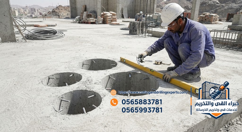 فتح كور في القواعد الخرسانية بمكة المكرمة