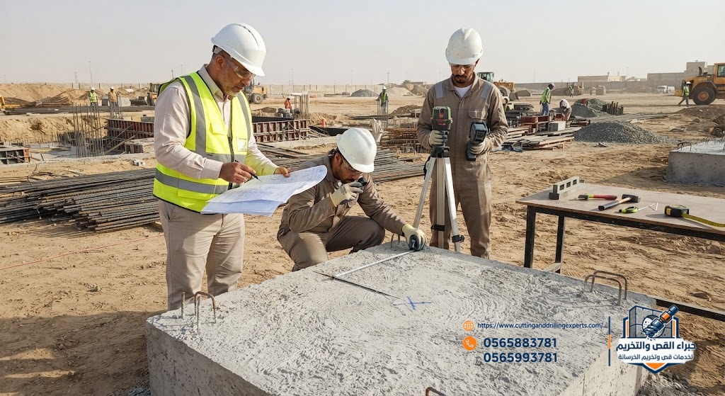 تخريم القواعد الخرسانية بالطائف | دراسة موقع الفتحة وطريقة التنفيذ في الأساسات | خبراء القص والتخريم