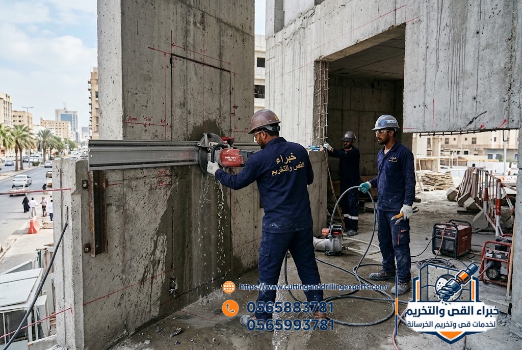 تجهيز فتحات الخرسانة بجدة قبل تركيب الأبواب الزجاجية والواجهات | خصم 7% من خبراء القص والتخريم