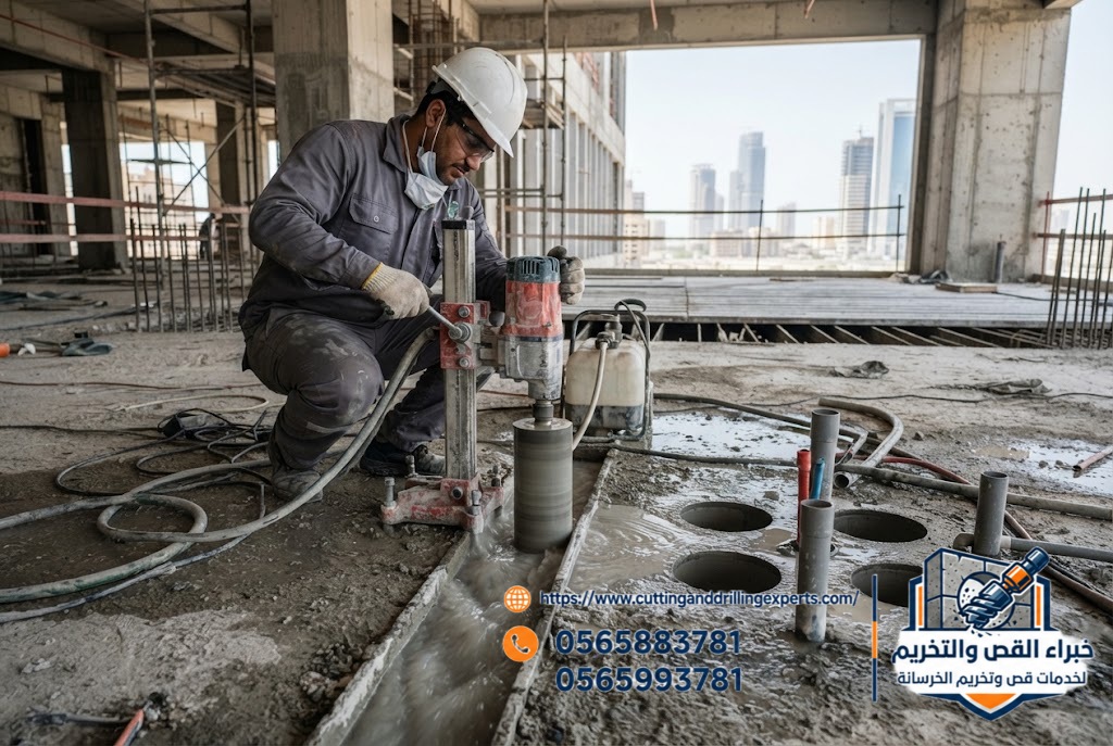 فتح فتحات خرسانية لتمرير الخدمات بمدينة الملك عبدالله الاقتصادية