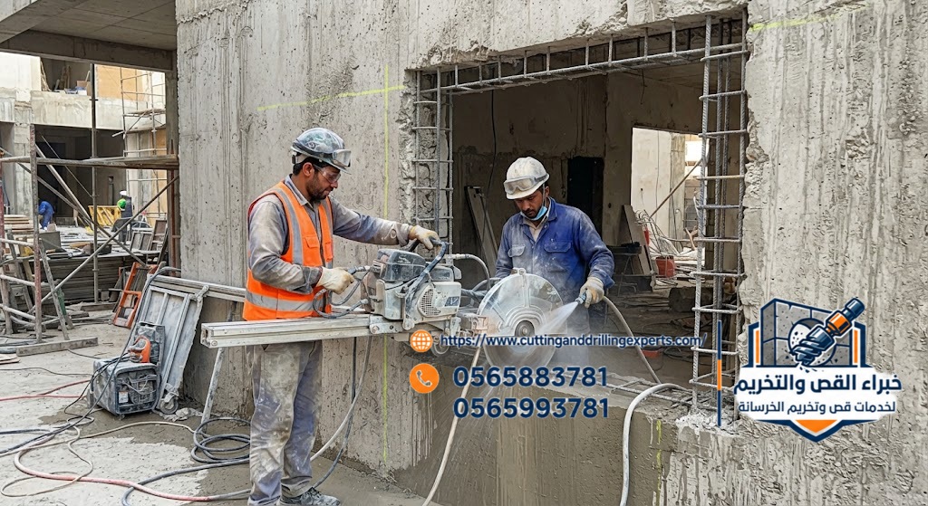 قص جدار خرساني بالمنشار الماسي في الطائف