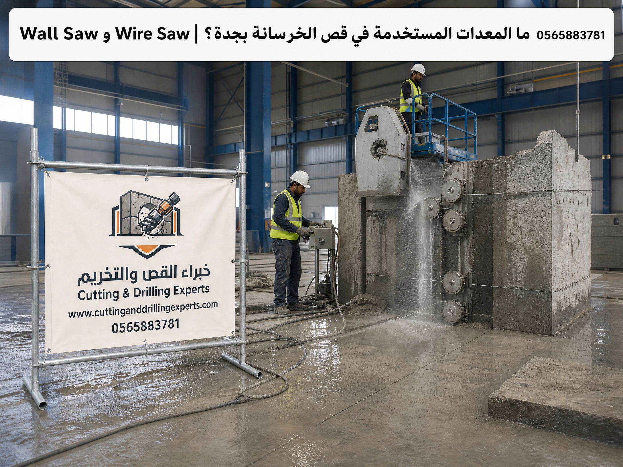 معدات قص الخرسانة بجدة المستخدمة في قص الجدران والأسقف والأرضيات باستخدام Wall Saw وWire Saw وFloor Saw