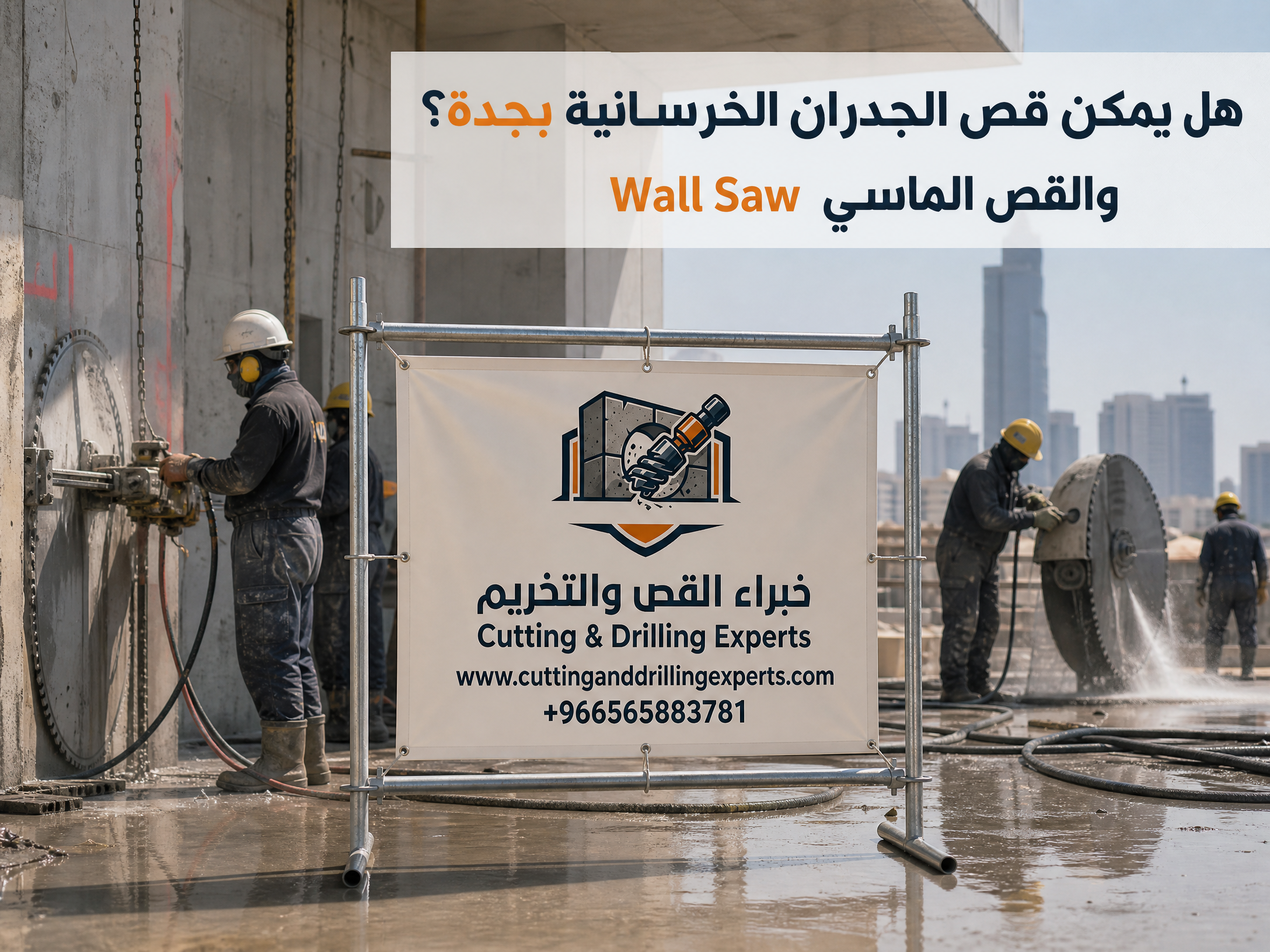 قص الجدران الخرسانية بجدة بدقة عالية باستخدام Wall Saw وتقنيات القص الماسي مع تقليل التكسير والاهتزاز