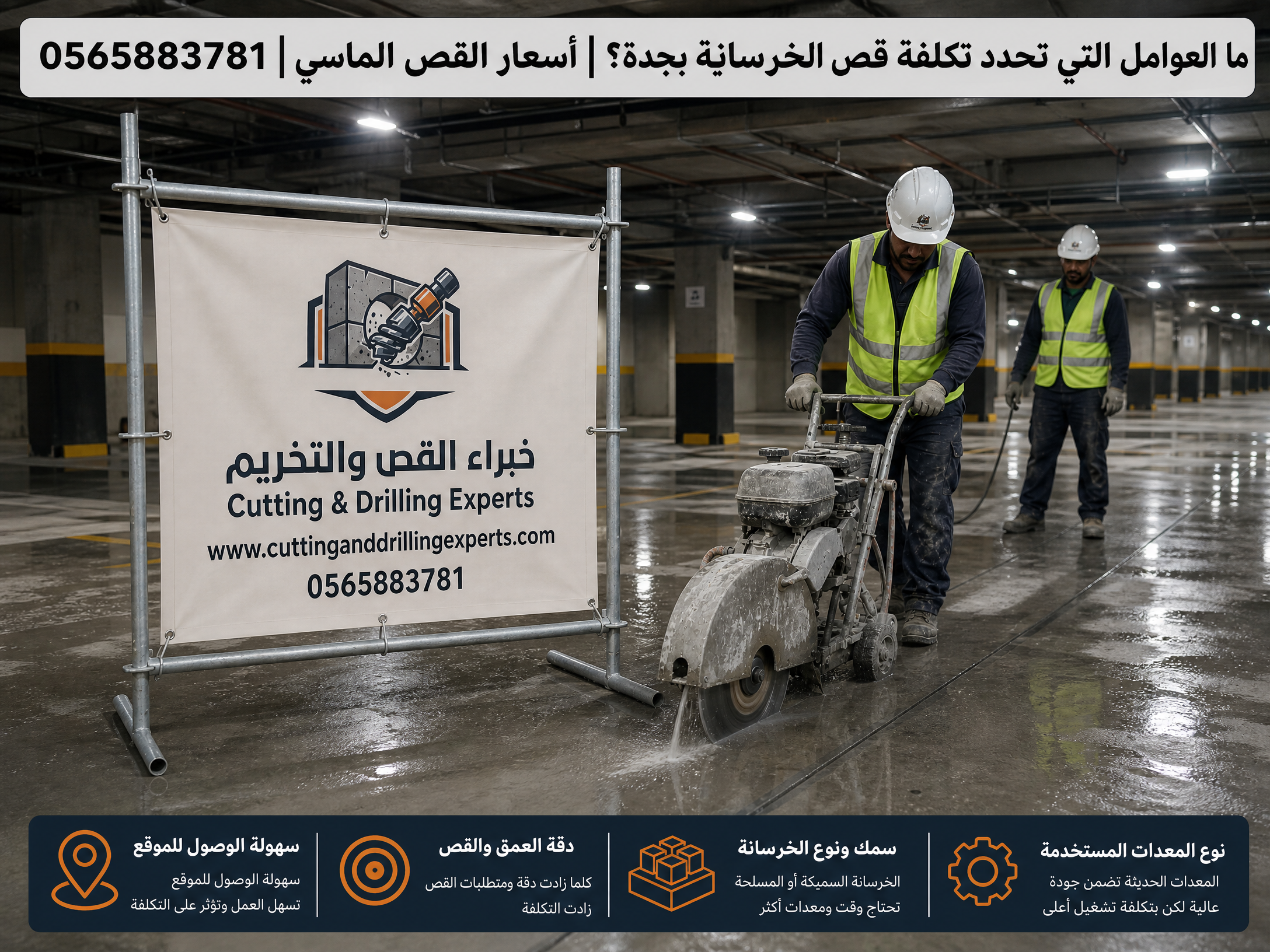 تأثير نوع معدات القص الماسي وموقع المشروع وطريقة التنفيذ على تكلفة قص الخرسانة في جدة