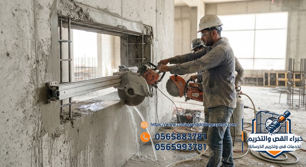تخريم وقص فتحة دكت تكييف في الخرسانة بجدة