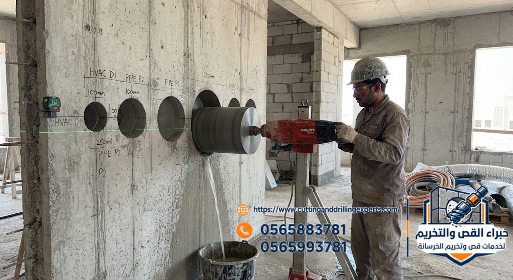 فتح كور مواسير التكييف المركزي في الخرسانة بالطائف