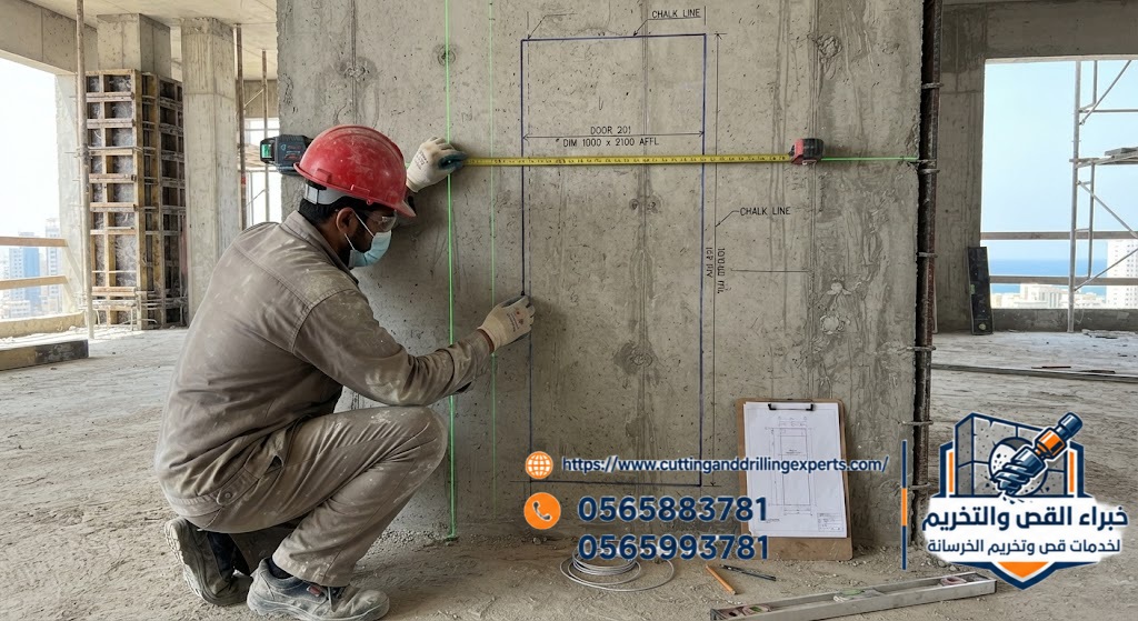 تخطيط فتحات الخرسانة بجدة حسب مخططات المشروع قبل بدء التنفيذ | تنسيق فتحات الخدمات | خصم 9% | خبراء القص والتخريم
