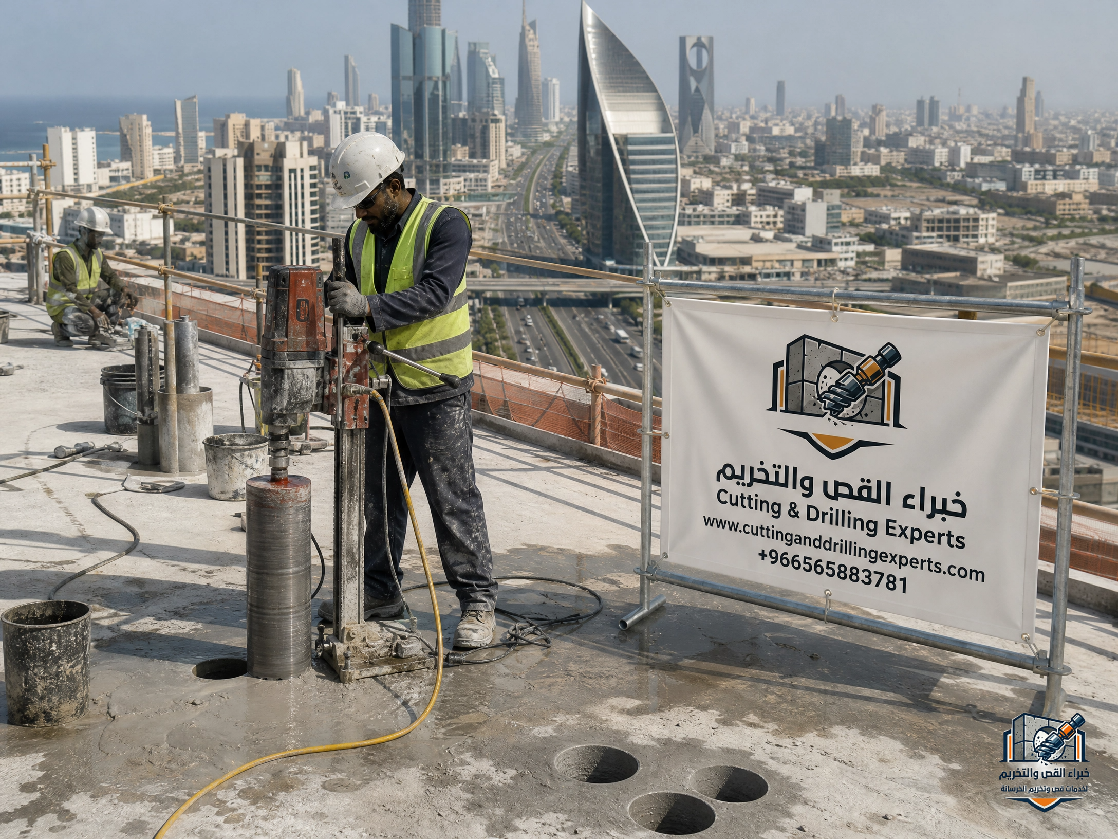 تحديد تكلفة فتح الكور في جدة حسب قطر الفتحة وسماكة الخرسانة باستخدام معدات الكور الماسي