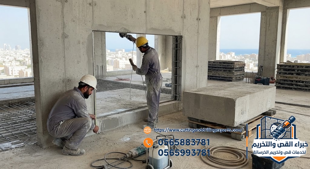 تنفيذ فتحات كبيرة في الخرسانة بجدة بالقص الماسي