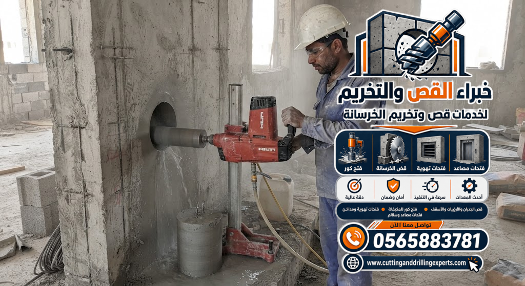 تنفيذ فتحة كور واحدة في الخرسانة بجدة
