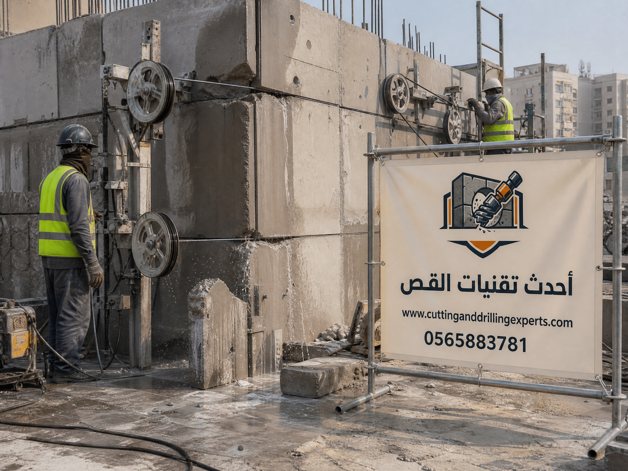 تنفيذ قص الجدران والأسقف الخرسانية في جدة باستخدام المناشير الماسية وتقنيات القص الحديثة