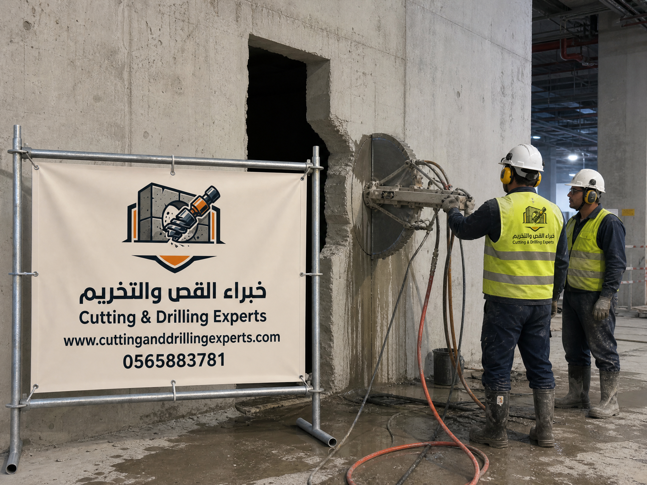 قص الخرسانة المسلحة وفتح الفتحات الخرسانية في جدة باستخدام Diamond Core Drill وبدون تكسير