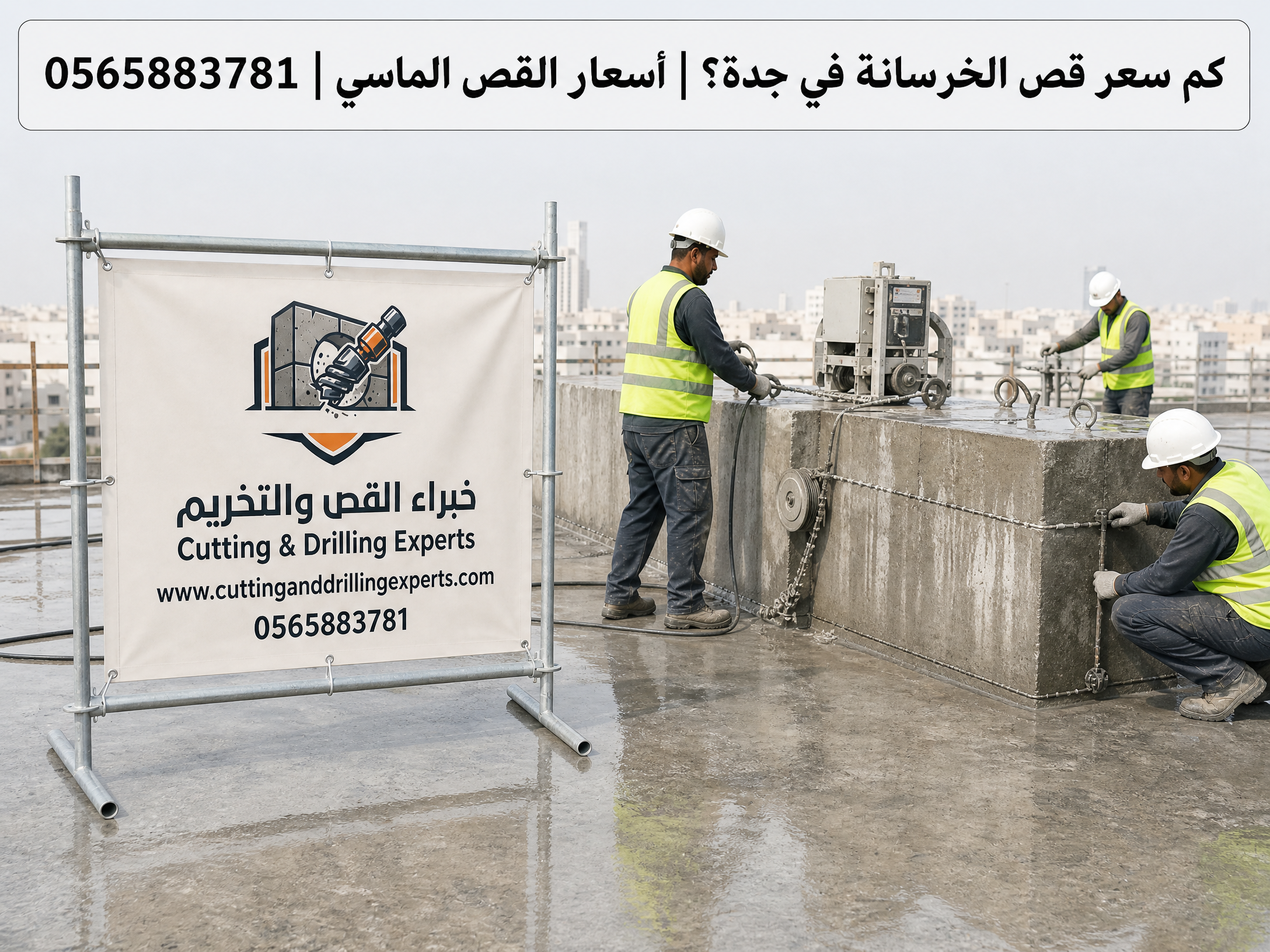 تكلفة قص الخرسانة المسلحة في جدة باستخدام Wall Saw وWire Saw حسب سماكة الخرسانة وطول القص