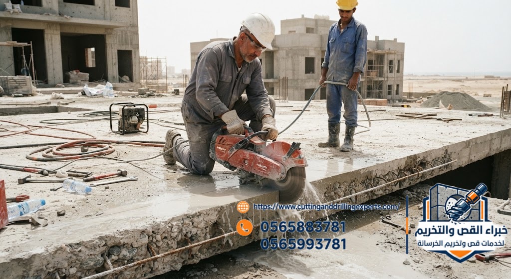 طريقة قص الخرسانة السميكة بجدة حسب سماكة العنصر