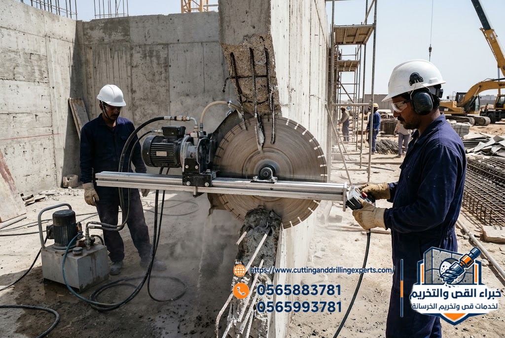 قص الجدران بالمنشار الماسي بالقنفذة | Wall Saw للخرسانة | خصم 7% | خبراء القص والتخريم