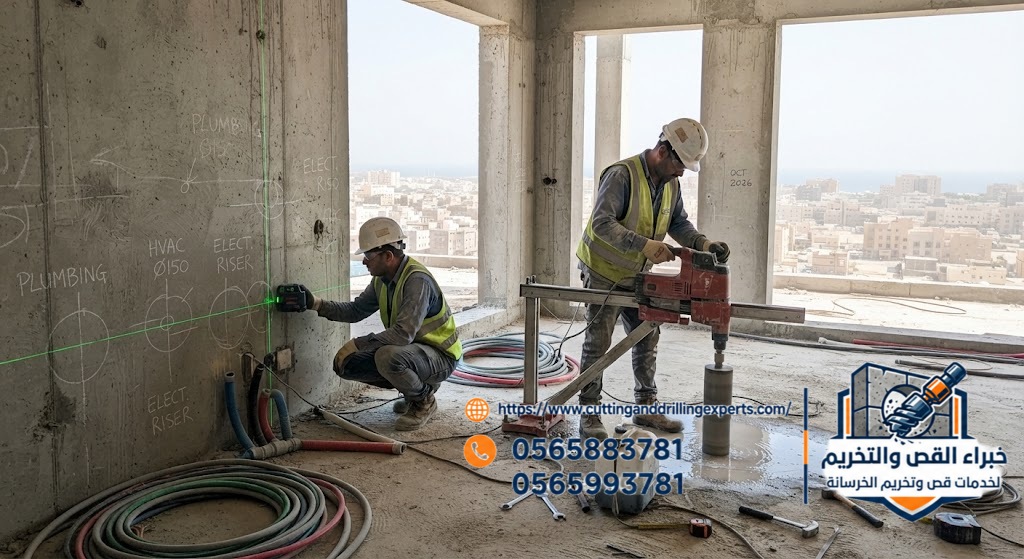 تجهيز فتحات الخدمات الخرسانية قبل التشطيب بجدة