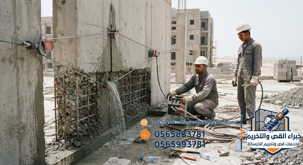 استخدام Wire Saw لقص الفتحات الكبيرة والعناصر الخرسانية بجدة
